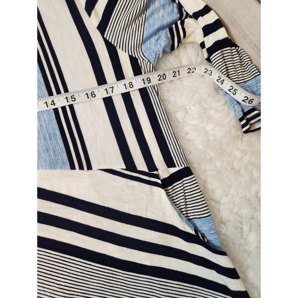 Chico's Womens Multicolor Striped Long Sleeve Asymmetric Hem Tunic Blouse Size L - Picture 5 of 6